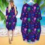 Jellyfish Sealife Colorful Long Sleeve Midi Dress