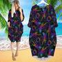 Mandalas Gecko Lizards With Boho Suns Tropical Pattern Long Sleeve Midi Dress