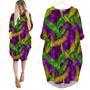 Mardi Gras Pattern Long Sleeve Midi Dress