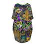 Mardi Grass Color Festival Long Sleeve Midi Dress