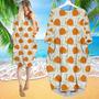 Orange Snails With Monstera Leaves Long Sleeve Midi Dress