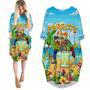 Parrots Party Drink Cocktail Tropical Long Sleeve Midi Dress