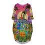 Parrots Tiki On Hippie Bus Long Sleeve Midi Dress