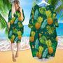 Pineapple Fruit Tropical Long Sleeve Midi Dress