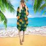 Pineapples With Palm Leaves Tropical Long Sleeve Midi Dress