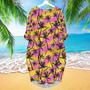 Pink And Yellow Palm Trees Beach Long Sleeve Midi Dress