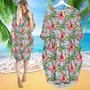 Pink Flamingos Summer Tropical Long Sleeve Midi Dress