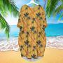 Retro Tropical Palm Tree Long Sleeve Midi Dress