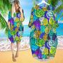 Seashells JellyFish Neon Colorful Long Sleeve Midi Dress