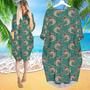 Shrimps In Turquoise Water With Bubbles Pattern Long Sleeve Midi Dress