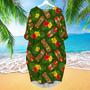 Tiki Mask Hibiscus Flowers Tropical Summer On Paradise Beach Long Sleeve Midi Dress