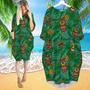 Tiki Tiki Aloha Long Sleeve Midi Dress