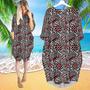 Tribal Tattoo In Maori Style Pattern Long Sleeve Midi Dress