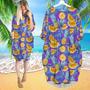 Tropical Fruits Pineapples Long Sleeve Midi Dress