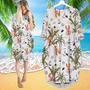 Tropical Lobster Aloha Long Sleeve Midi Dress