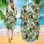 Tropical Pineapple Maine Coon Cat Long Sleeve Midi Dress