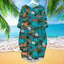 Vintage Summer Hawaii Palm Tree Island Long Sleeve Midi Dress