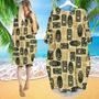 Vintage Tiki Mask Long Sleeve Midi Dress