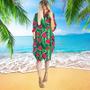 Watermelon Slices And Tropic Leaves Long Sleeve Midi Dress