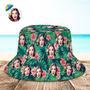 Custom Bucket Hat Face Unisex Fisherman Hat Summer Hat Hawaiian Style Red Flowers