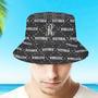 Custom Bucket Hat Unisex Black Plaid Fisherman Hat Personalized Your Name