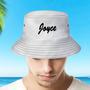 Custom Bucket Hat Unisex Bucket Hat With Text Personalize Wide Brim Outdoor Summer Cap Hiking Beach Sports Hats Gift For Lover White