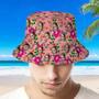 Custom Bucket Hat Unisex Face Bucket Hat Pink Flowers And Green Leaves