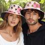 Custom Bucket Hat Unisex Face Bucket Hat Pink Geometric Printing Bucket Hat