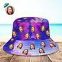 Custom Bucket Hat Unisex Personalized Face Hiking Beach Sports Hats Purple And Pink Abstract Texture