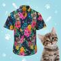 Custom Cat Face Men's Hawaiian Shirts Dark Blue Hawaiian Shirt For Pet Lover