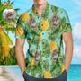 Custom Cat Face Men's Hawaiian Shirts With Pineapple For Pet Lover