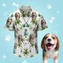 Custom Dag Face Men's Hawaiian Shirts With Coconut Tree For Pet Lover