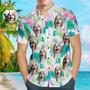 Custom Dag Face Men's Hawaiian Shirts With Flamingo For Pet Lover