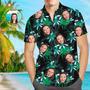 Custom Face All Over Print Hawaiian Shirt Cool Leaves