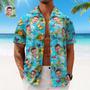 Custom Face All Over Print Men's Hawaiian Shirt Butterflies Yellow Flowers And Leaves