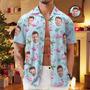 Custom Face All Over Print Men's Hawaiian Shirt Christmas Flamingo Seamless Pattern Hawaiian Shirt