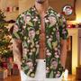 Custom Face All Over Print Men's Hawaiian Shirt Pink Flamingo Happy Christmas Hawaiian Shirt