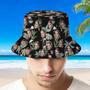 Custom Face Bucket Hat Unisex Face Bucket Hat Flamingo Nights Palmtrees