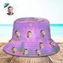 Custom Face Bucket Hat Unisex Personalized Hiking Beach Sports Hats Light Purple Abstract Texture