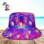 Custom Face Bucket Hat Unisex Personalized Hiking Beach Sports Hats Purple Abstract Texture