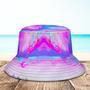 Custom Face Bucket Hat Unisex Personalized Wide Brim Outdoor Summer Cap Hiking Beach Sports Hats Blue And Pink Abstract Texture