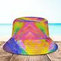 Custom Face Bucket Hat Unisex Personalized Wide Brim Outdoor Summer Hats Abstract Texture Purple Yellow And Pink