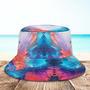 Custom Face Bucket Hat Unisex Personalized Wide Brim Outdoor Summer Hats Blue And Orange Abstract Texture