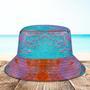 Custom Face Bucket Hat Unisex Personalized Wide Brim Outdoor Summer Hats Blue And Orange Oil Painting Style