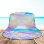 Custom Face Bucket Hat Unisex Personalized Wide Brim Outdoor Summer Hats Blue And Pink Abstract Texture