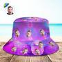 Custom Face Bucket Hat Unisex Personalized Wide Brim Outdoor Summer Hats Purple Abstract Texture