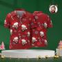 Custom Face Family Matching Hawaiian Outfit Christmas Pool Party Parent-Child Wears - Christmas Shirts With Candy Canes For Family