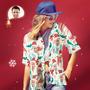 Custom Face Family Matching Hawaiian Outfit Christmas Pool Party Parent-Child Wears - Santa Hat & Bows