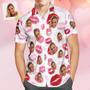 Custom Face Hawaiian Shirt All Over Print Personalized Shirt - Red Lips