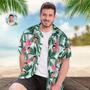 Custom Face Hawaiian Shirt Green Coconut Tree Flamingo Hawaiian Shirt Tropical Style Shirt